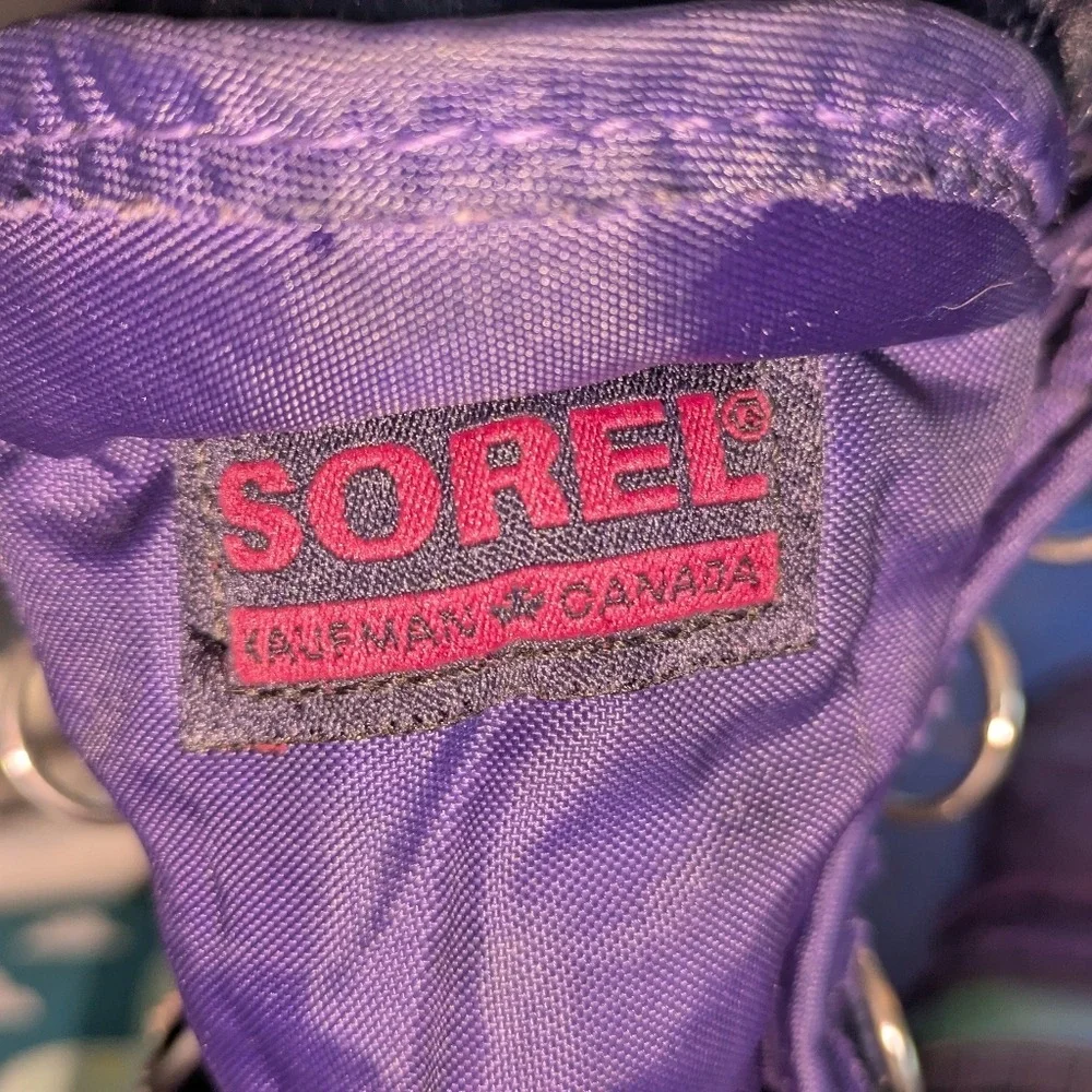 Vintage Kaufman Sorel ELK Boots‎ Made in Canada Purple Grey Youth 4